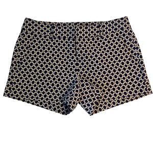 Banana Republic Navy Blue White Geometric Print Shorts Women's 0 Mod Preppy Boho